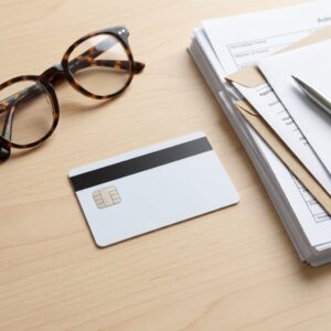 Health insurance card and eyeglasses representing Medicare coverage questions