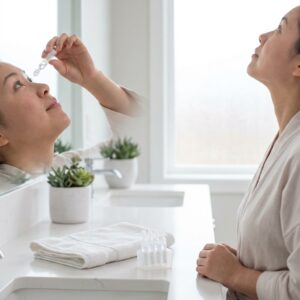 Applying preservative-free eye drops for Sjogren's dry eye