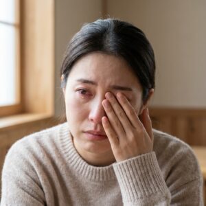 Person rubbing an irritated eye, a keratoconus flare-up trigger