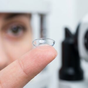 Michigan Contact Lens | Hard Contact Lenses for Keratoconus: Do They Still Work? Rigid gas permeable hard contact lens for keratoconus on a fingertip