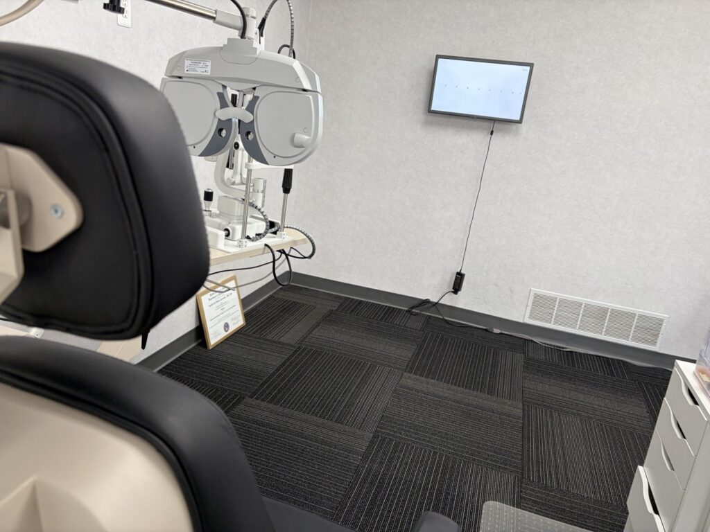 Contact lens exam room at Michigan Contact Lens in Southfield, MI