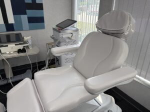 Dry eye treatment and evaluation chair at Michigan Contact Lens in Southfield, MI