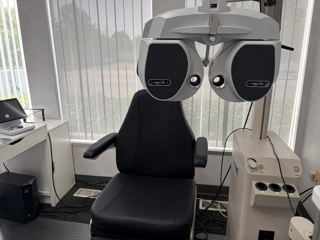 Digital phoropter for refraction during a contact lens exam at Michigan Contact Lens in Southfield, MI