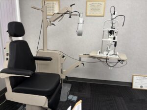 Slit lamp biomicroscope for eye health evaluation at Michigan Contact Lens in Southfield, MI