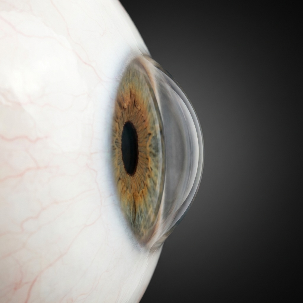 Eye showing corneal ectasia with bulging cornea