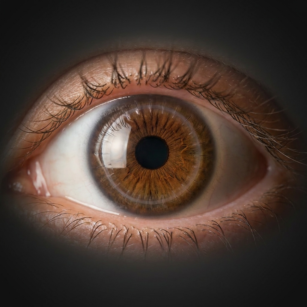 Eye after a corneal transplant with graft sutures